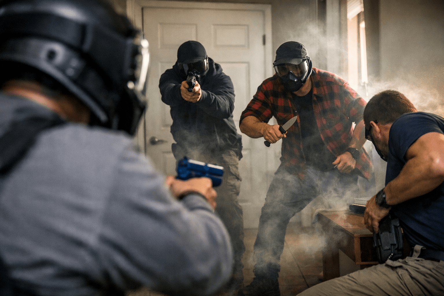 Force-on-force training scenario in action