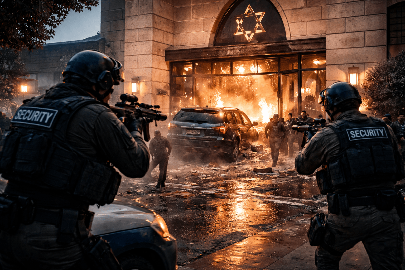 Emergency response at synagogue crash scene