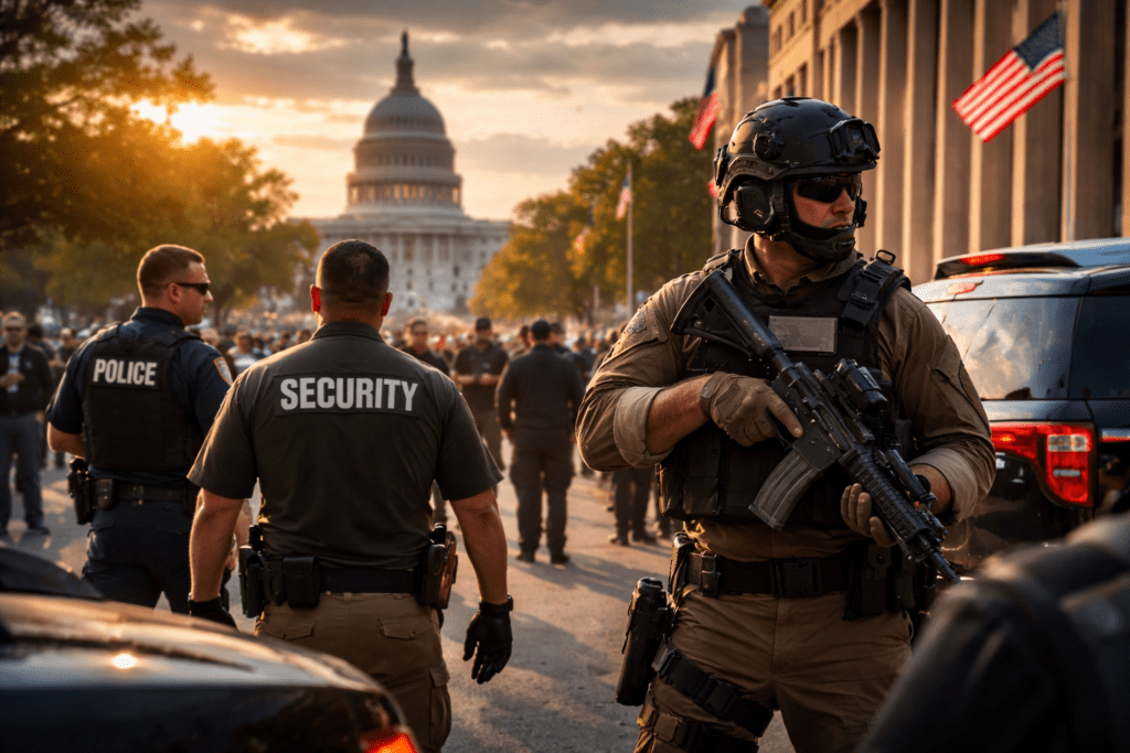 Security and preparedness at sunset