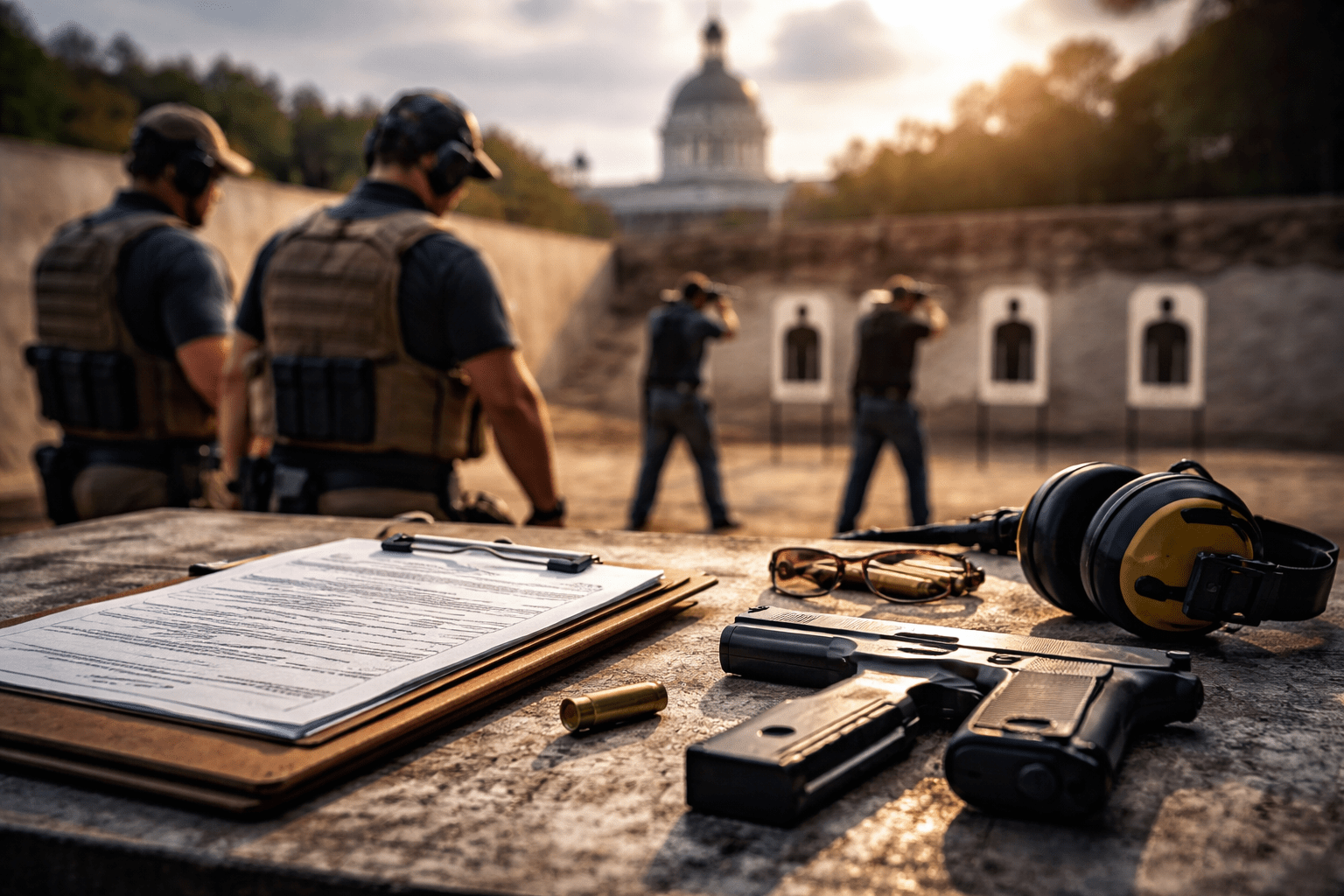 Shooting range at sunset in Florida