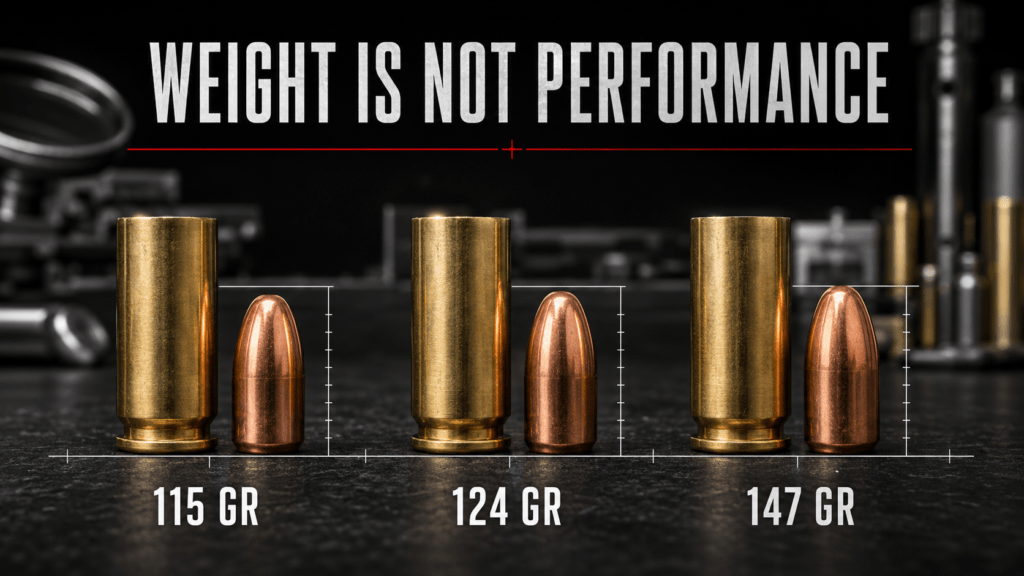 9mm projectile weight comparison